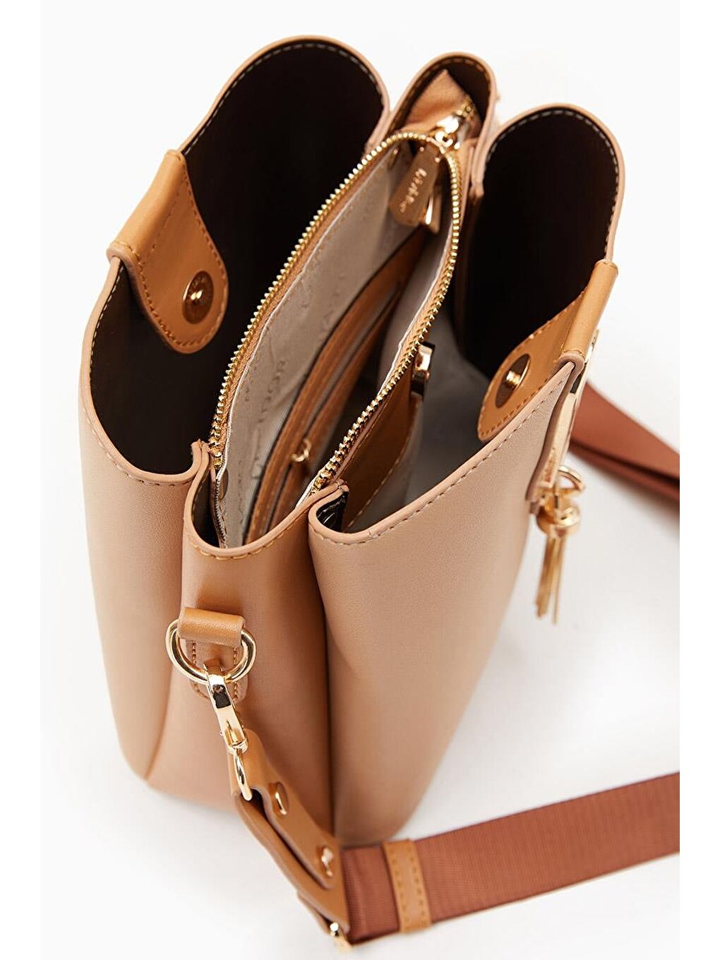 Kahverengi Vizon Camel Kadın El ve Omuz Çantası 930126-2