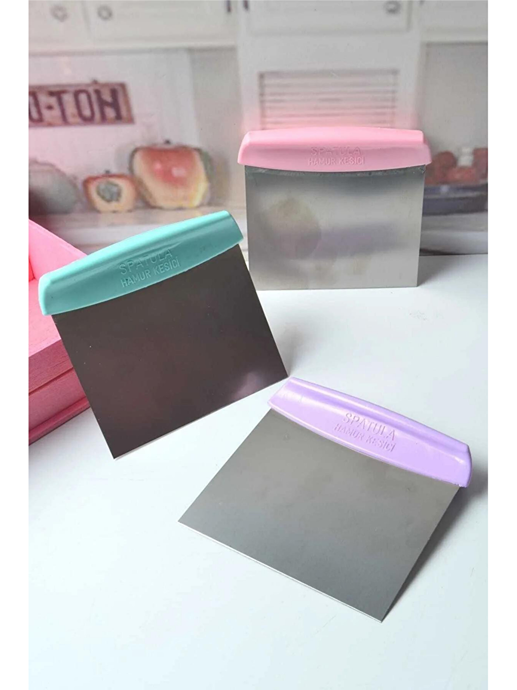 Gri Silikon Ölçülü  Hamur Açma Matı 45 cm x 65 cm Çelik Un Eleği ve Çelik Hamur Kesici-5
