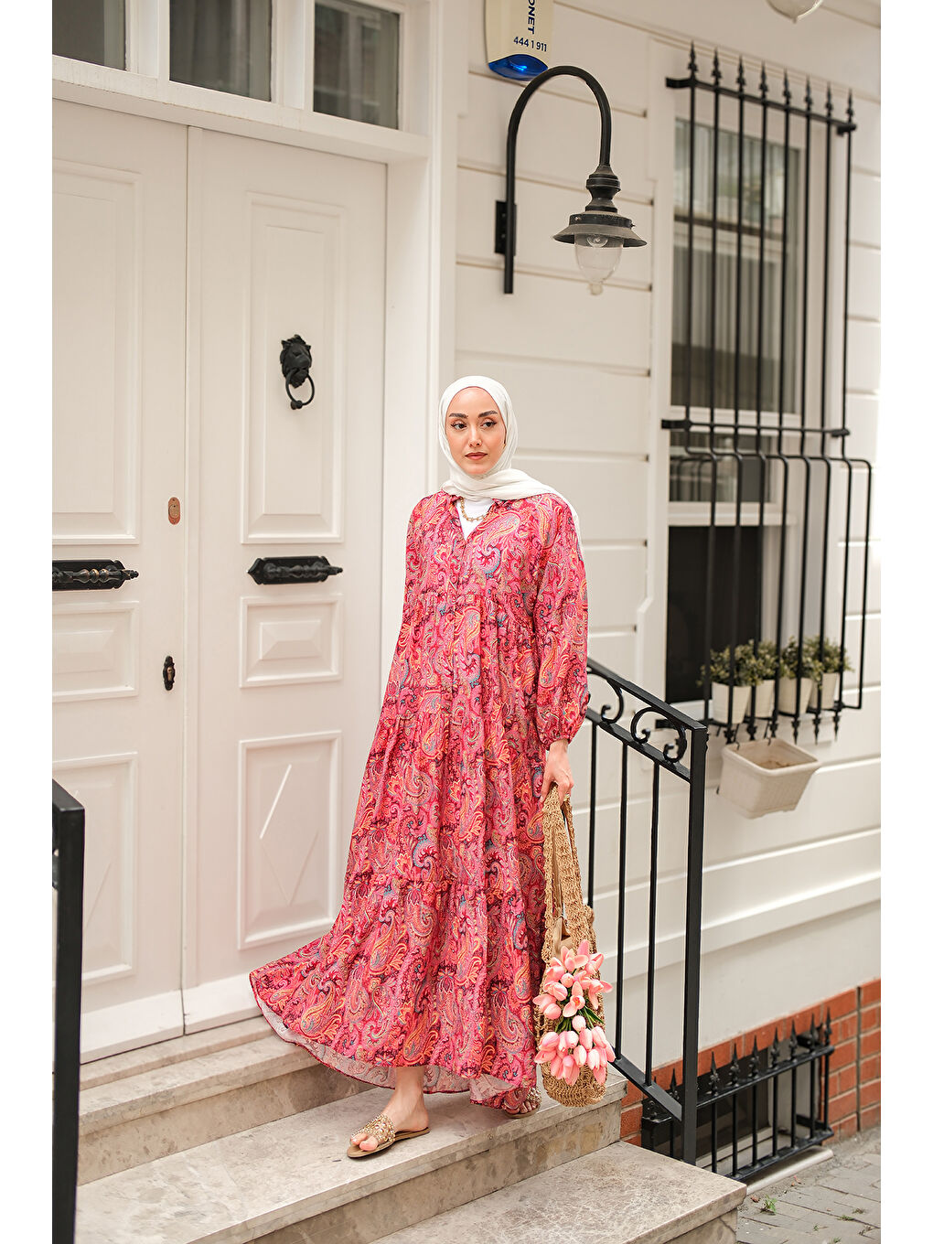 Kadın Cassime Desenli Elbise Mürdüm