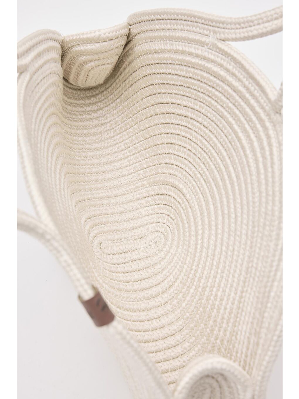 Ekru Paper Düğmeli Handmade Hasır Omuz Çantası Krem-4