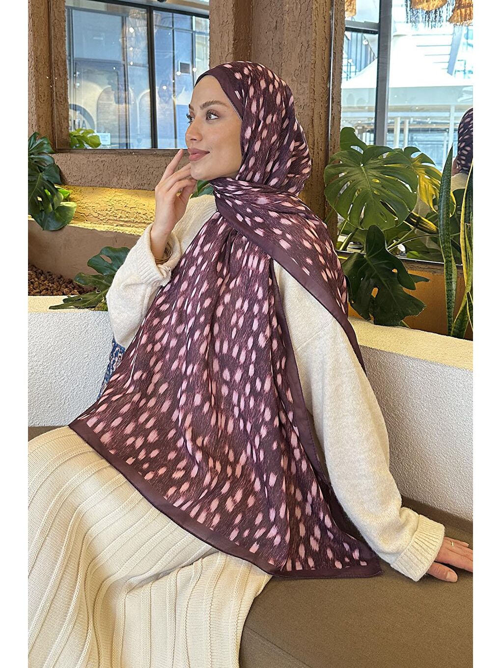 Ceylan Desen Soft Şal Mürdüm-2