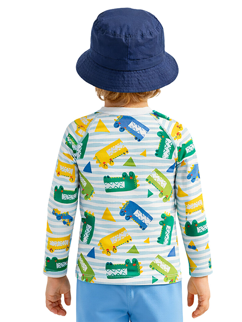 Karışık UV Korumalı Timsah Erkek Çocuk Mayo T-shirt-1