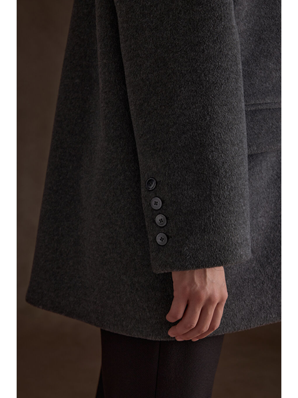 Antrasit Oversize Fit Kalın Ceket-5