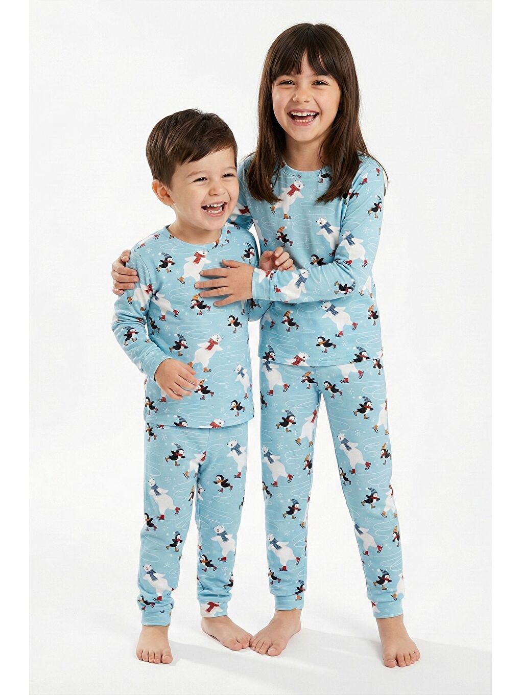 Unisex İnterlok Bebe Mavisi Yılbaşı Temalı Pijama Takımı-3