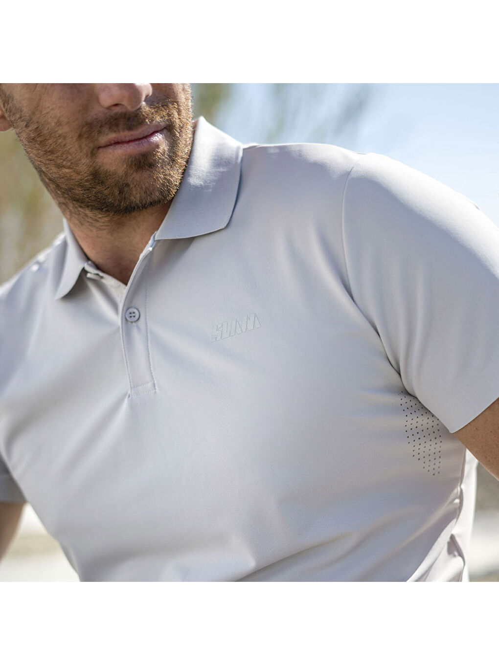 Act Tech Lasered Polo Erkek Gri Polo Tişört-1