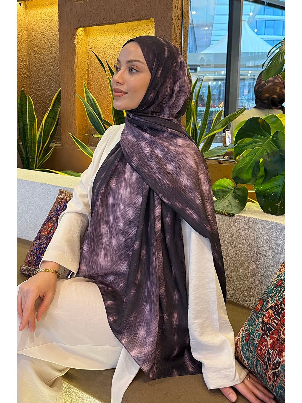 Ceylan Desen Soft Şal Mürdüm-2