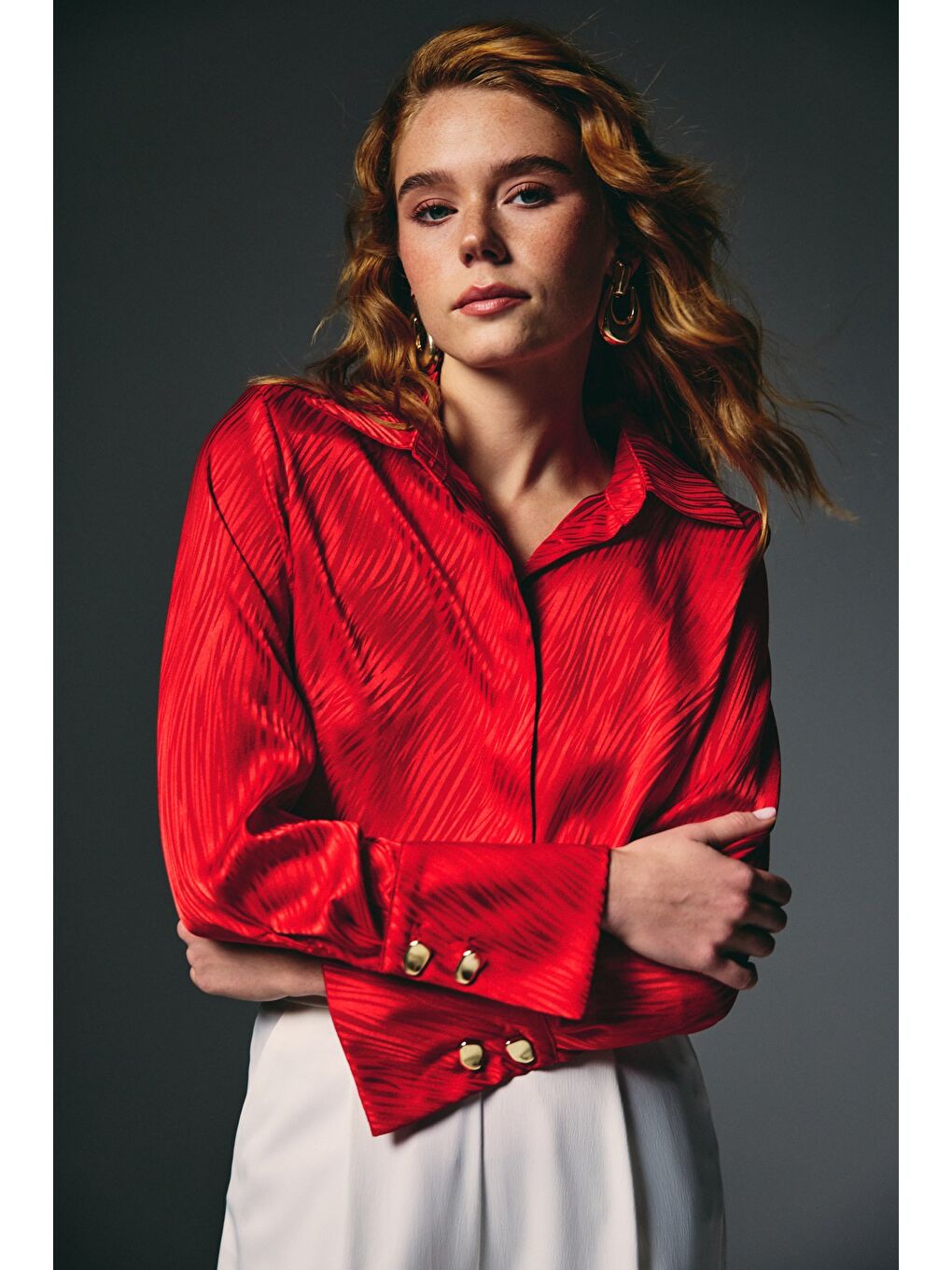 Zebra Desenli Gömlek - Kırmızı