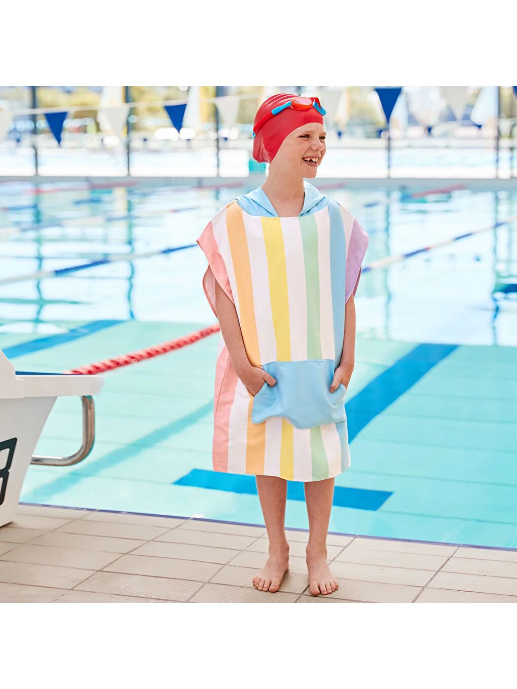 Karışık UV Korumalı Çocuk Panço / Plaj Havlusu-5