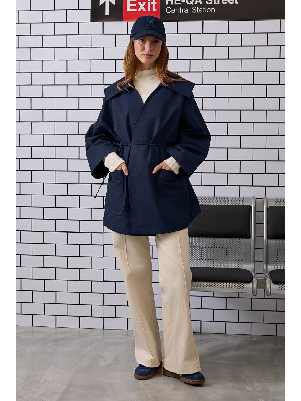 Sarı Kimono Ceket Lacivert-1