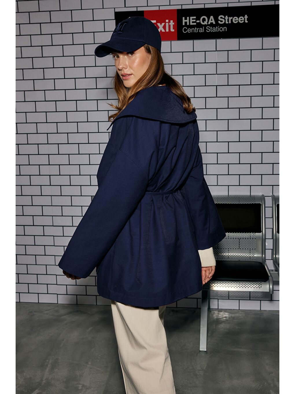 Sarı Kimono Ceket Lacivert-2