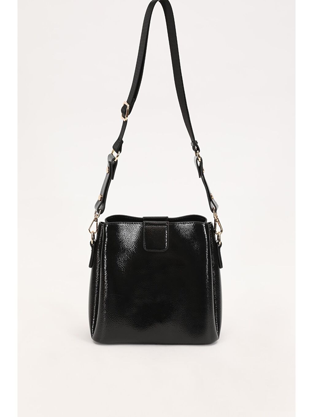 Siyah Kırışık Rugan Kadın El ve Omuz Çantası 930126-4