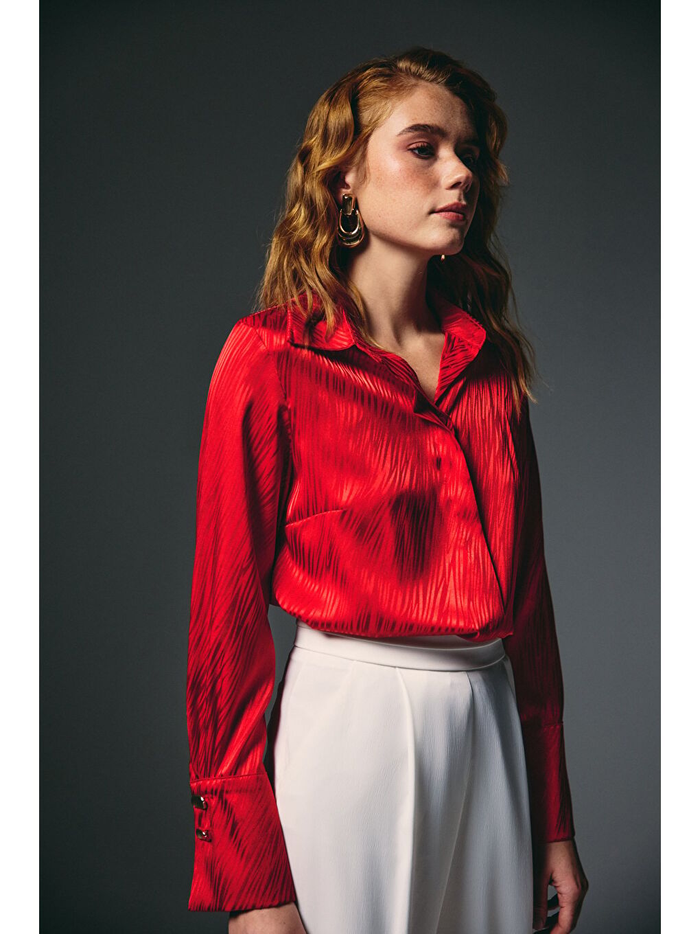 Zebra Desenli Gömlek - Kırmızı-2