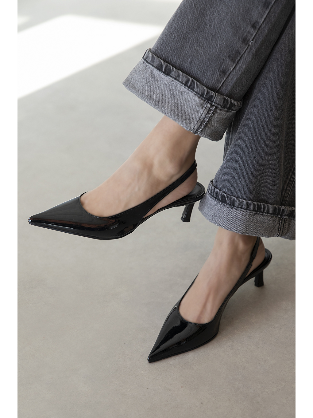 Molly  Kadın Topuklu Rugan Ayakkabı Siyah