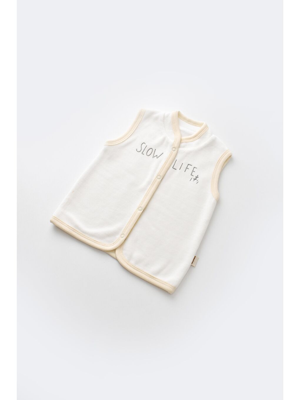 Bej Unisex Bebek Organik Kadife Pamuklu Kaplumbağa Desenli 3'Lü Takım - Body Yelek Pantolon-2