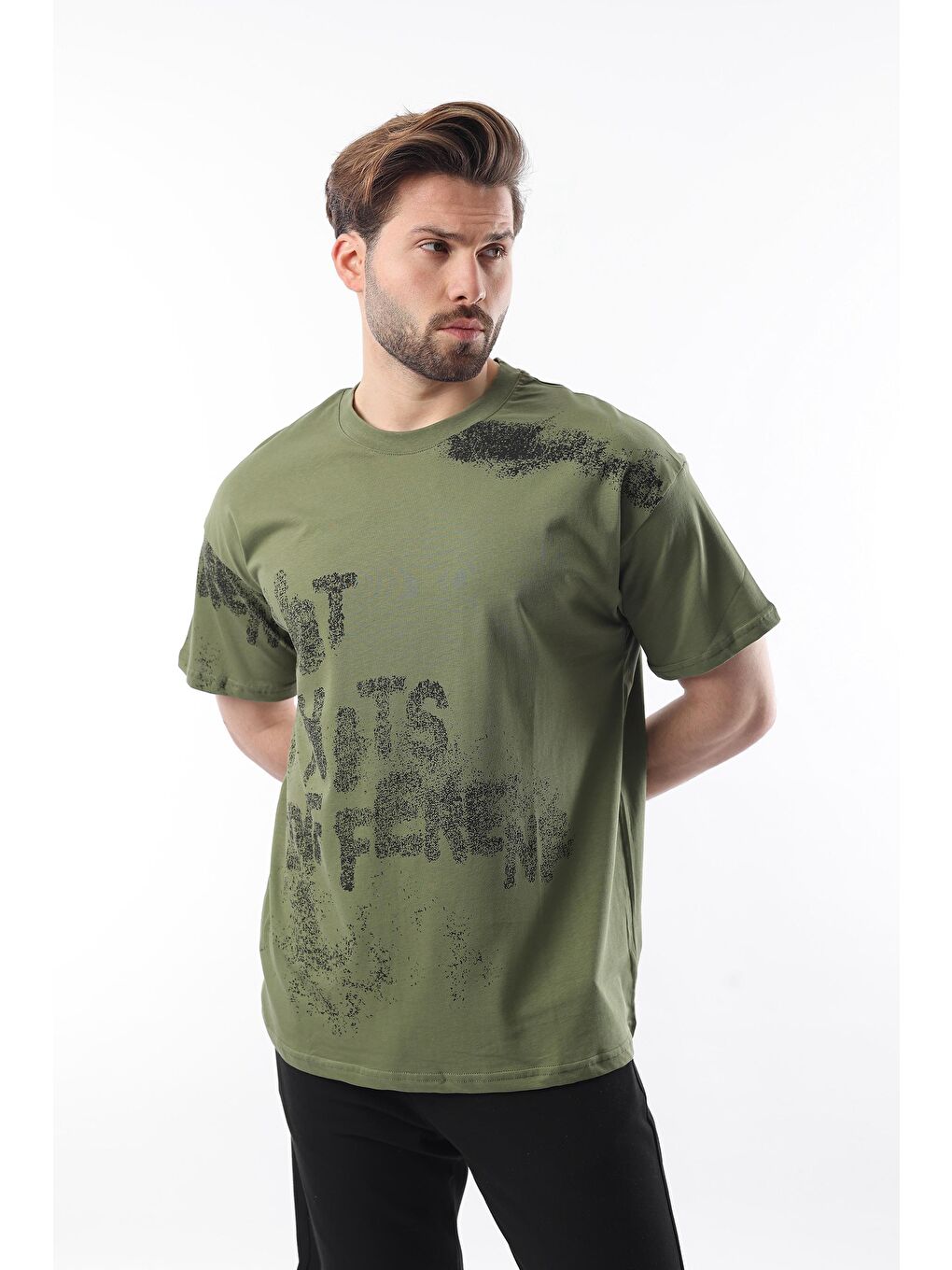 Haki Baskılı Erkek Tişört E7115-1