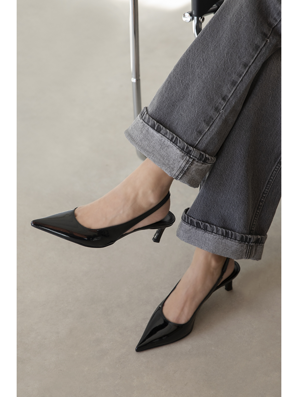 Molly  Kadın Topuklu Rugan Ayakkabı Siyah-1