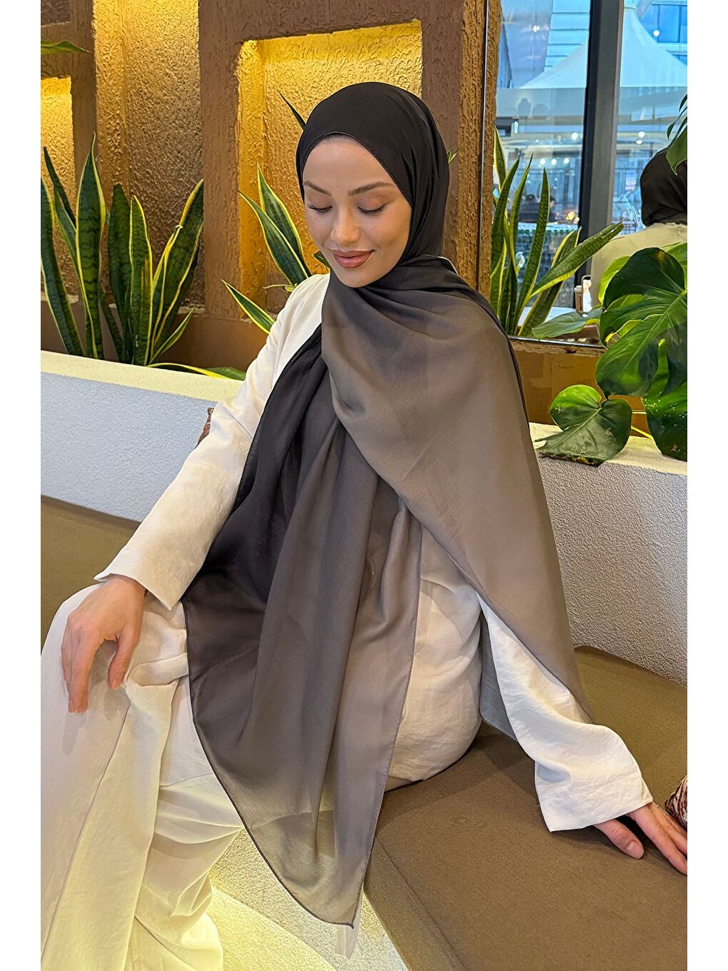 Degrade Desen Soft Şal Siyah Toprak-1