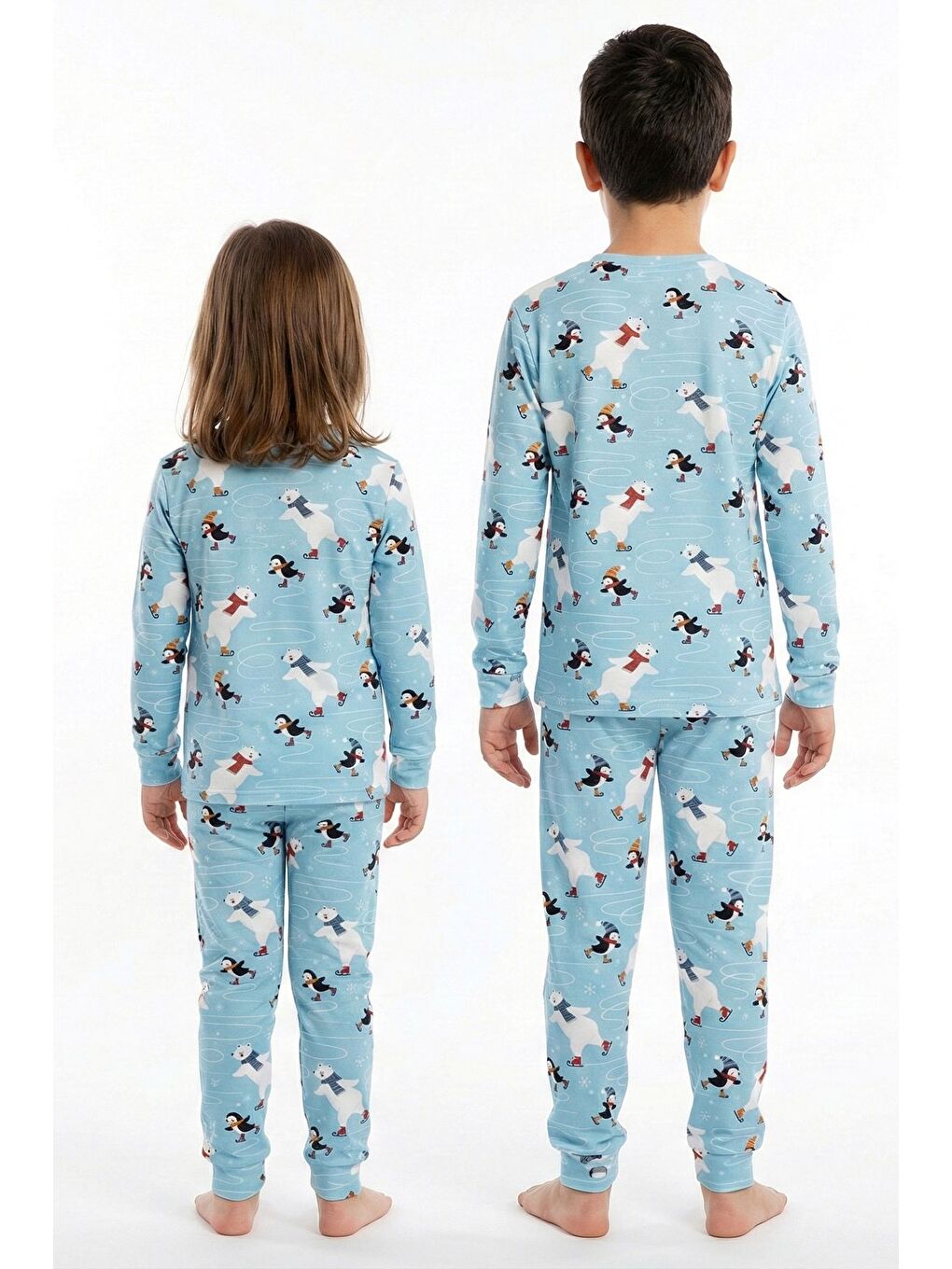 Unisex İnterlok Bebe Mavisi Yılbaşı Temalı Pijama Takımı-7