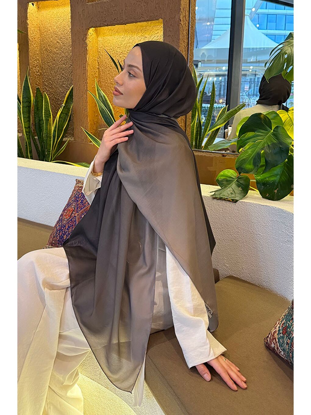 Degrade Desen Soft Şal Siyah Toprak-2