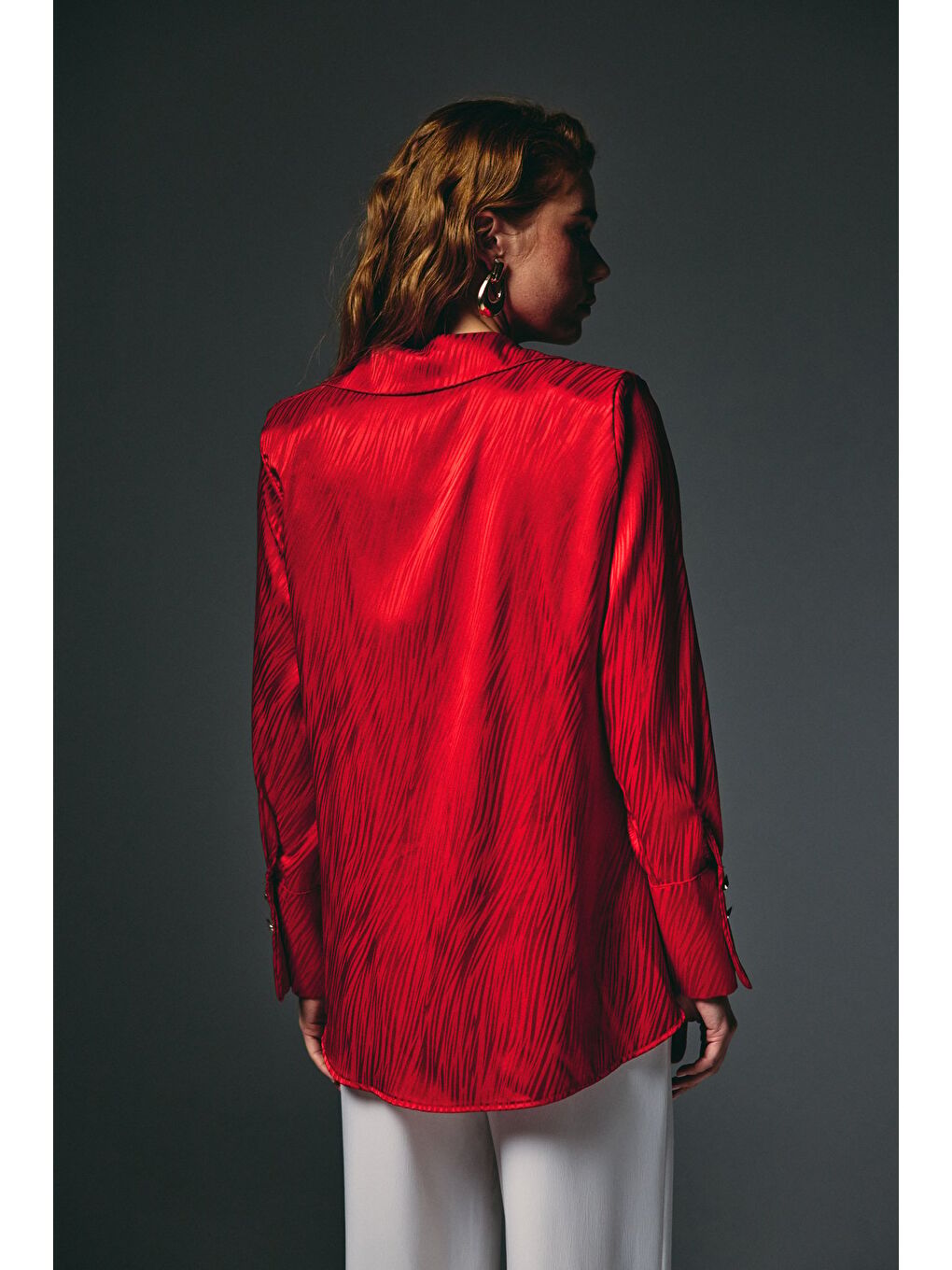 Zebra Desenli Gömlek - Kırmızı-5