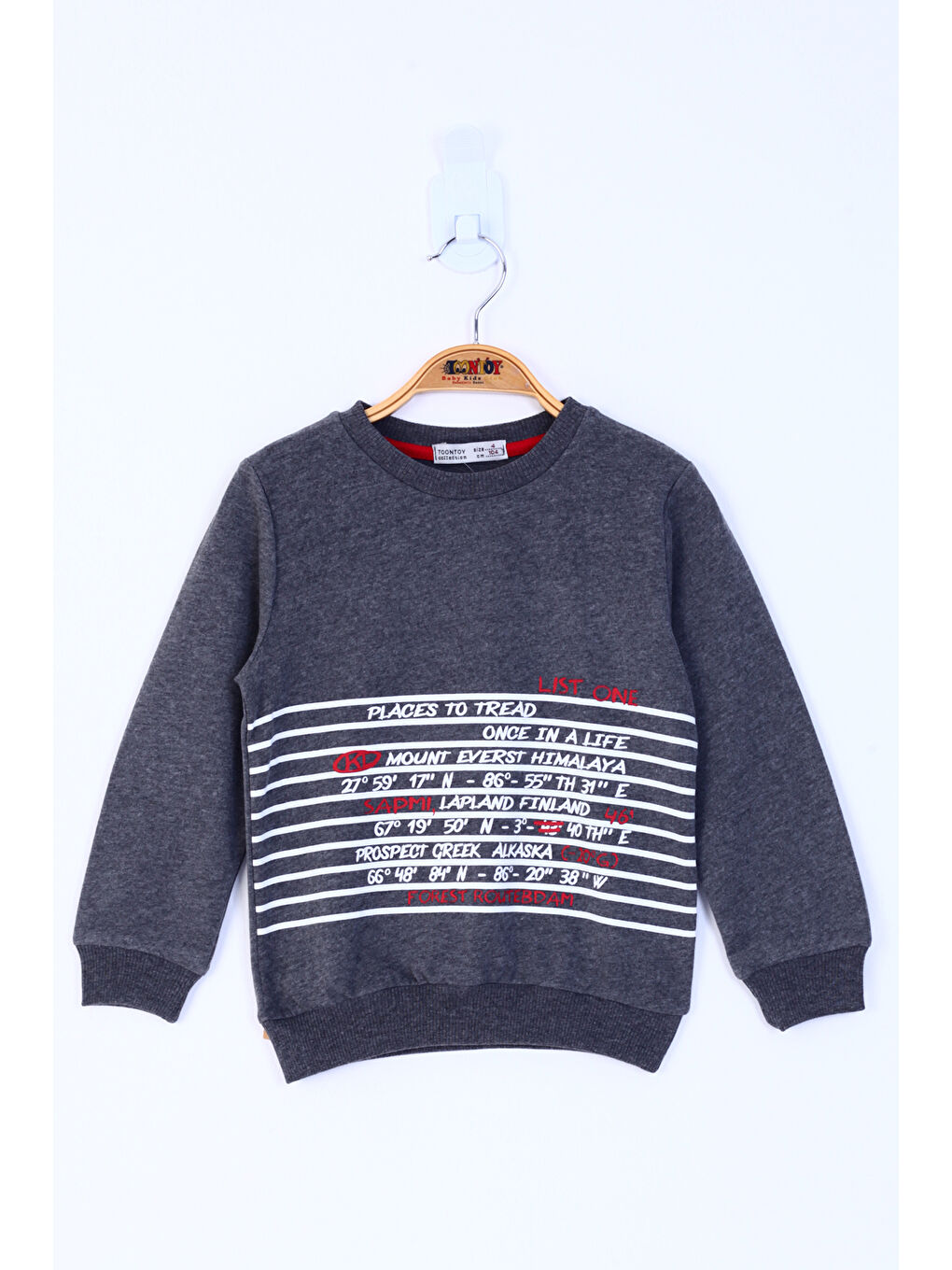 Antrasit Erkek Çocuk Yazı Baskılı Sweatshirt-1