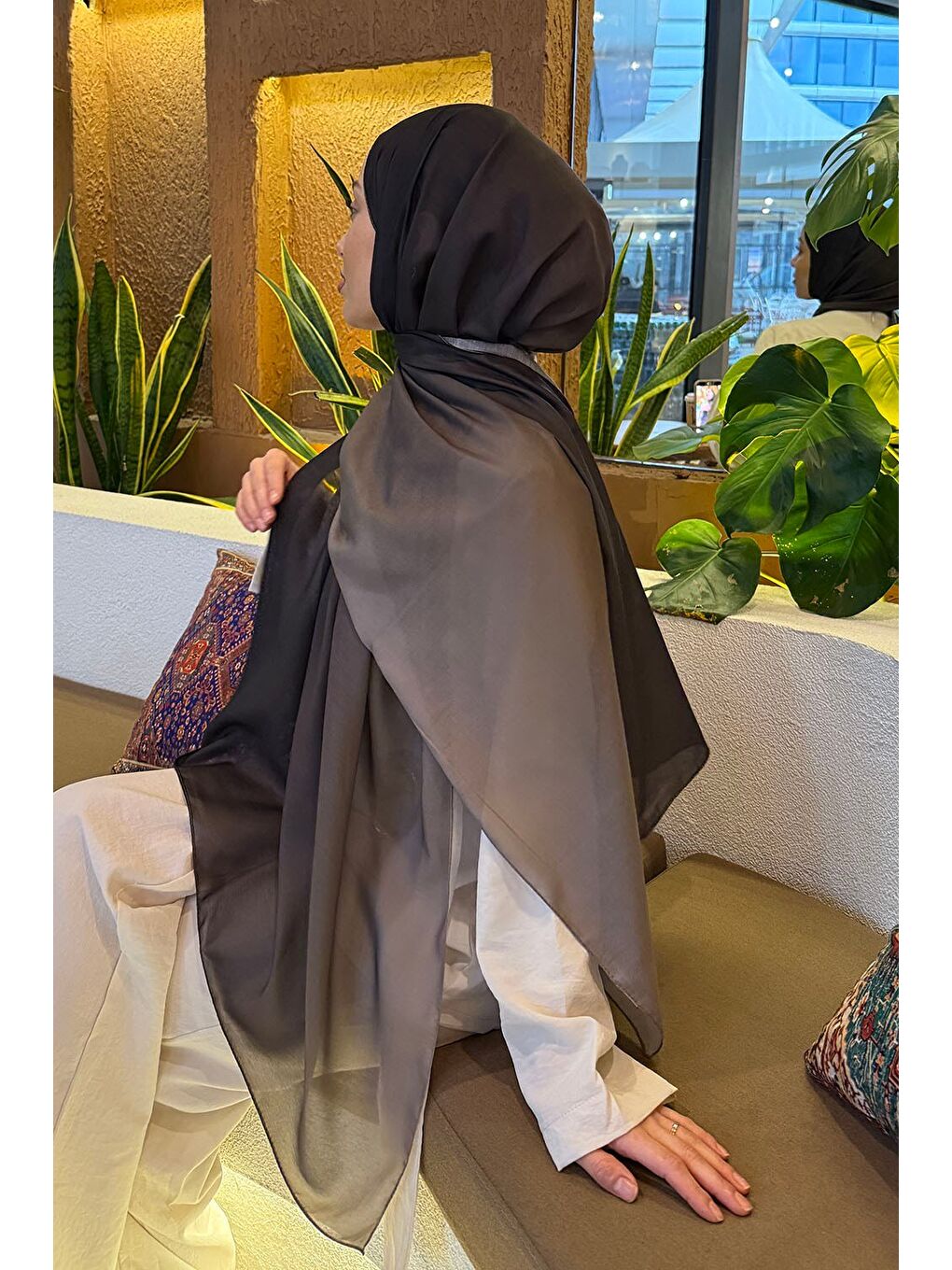 Degrade Desen Soft Şal Siyah Toprak-3