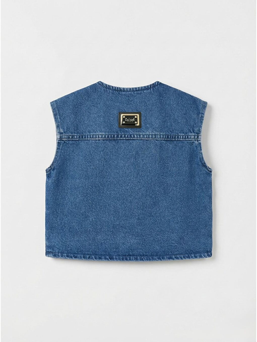 Erkek Çocuk Mavi Denim Yelek Tişört Ve Pantolon Takım-1