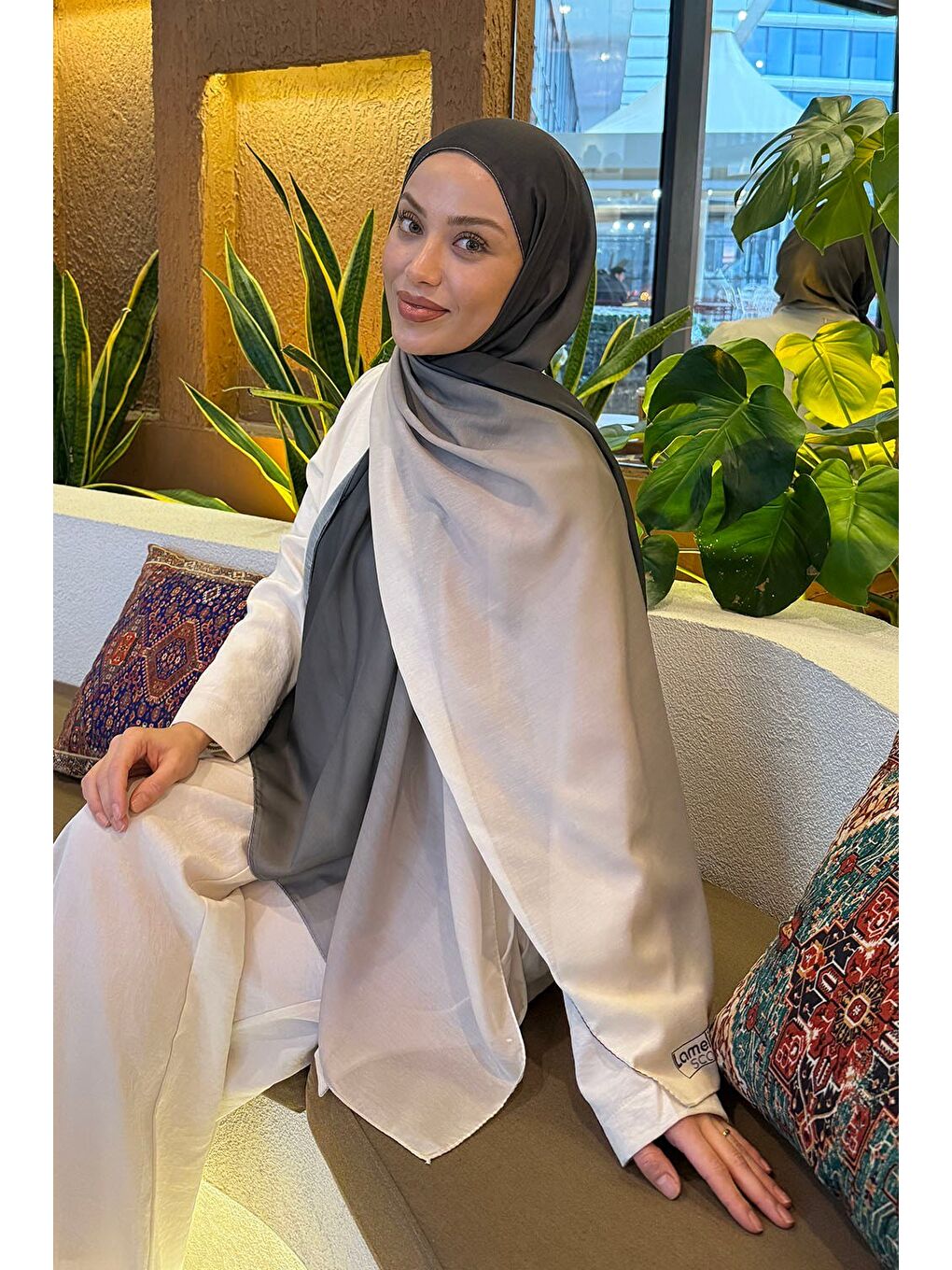 Degrade Desen Soft Şal Koyu Yeşil-1