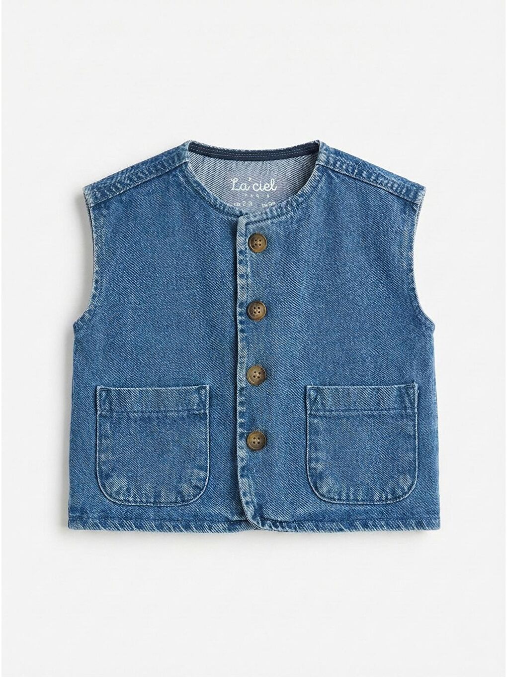 Erkek Çocuk Mavi Denim Yelek Tişört Ve Pantolon Takım-2