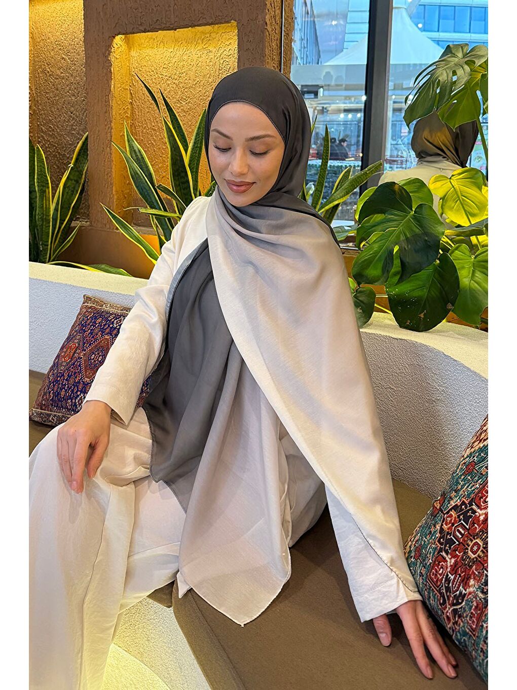 Degrade Desen Soft Şal Koyu Yeşil-2