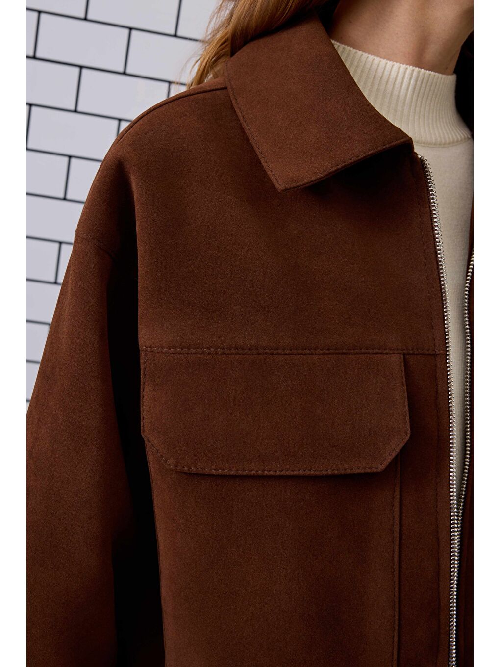 Kahverengi Kısa Süet Ceket Acı Kahve-4