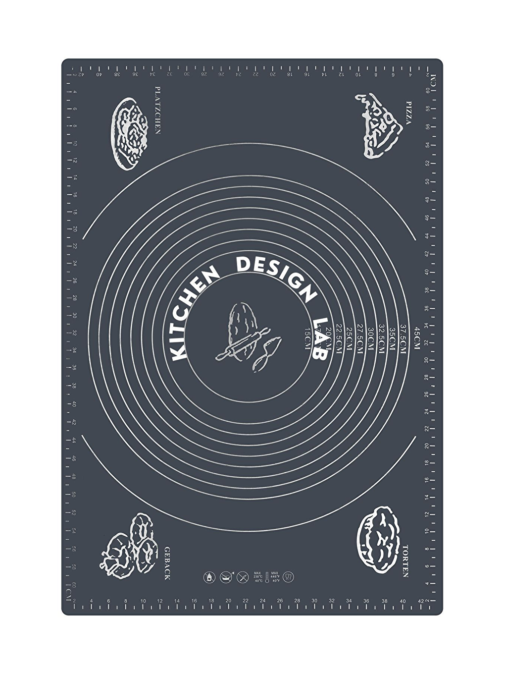 Karışık Isıya Dayanıklı Hamur Pişirme Altlığı ve Ölçülü Gri Hamur Açma Matı 45x65 cm-2