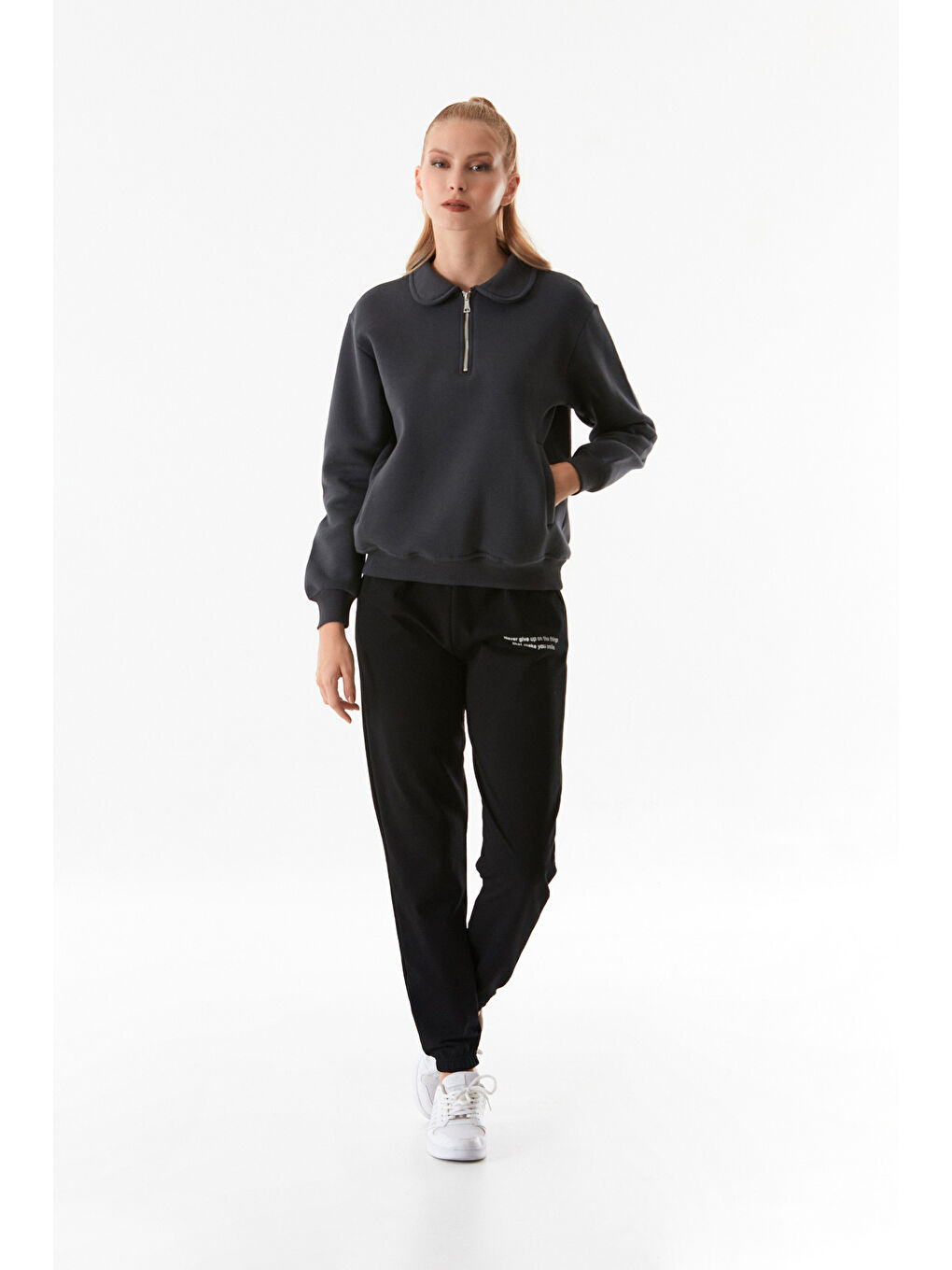 Fullamoda Füme Basic Polo Yaka Cepli Sweatshirt - 4