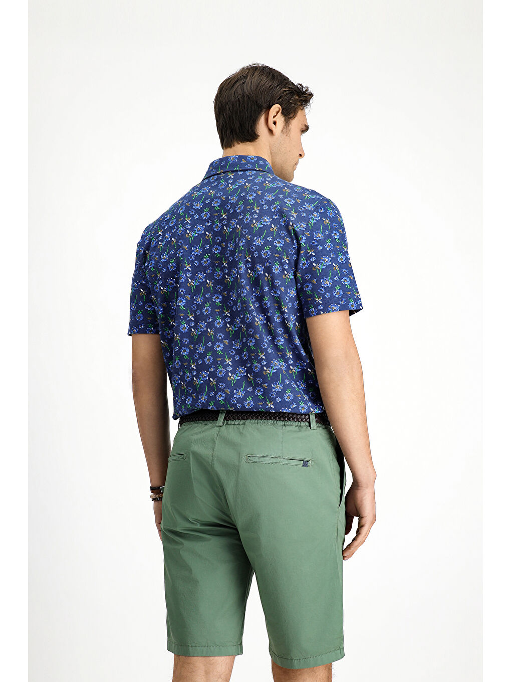 Lacivert Slim Fit Dar Kesim Pamuklu Baskılı Polo Yaka Tişört-4