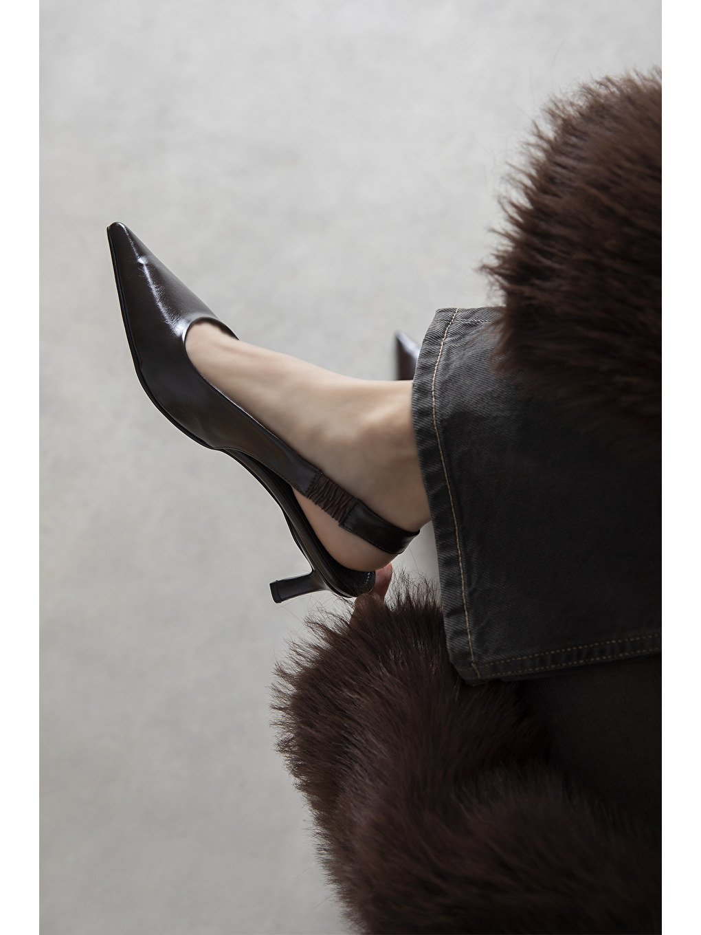 Kahverengi Costa  Kadın Topuklu Kırışık Deri Ayakkabı Kahve-1