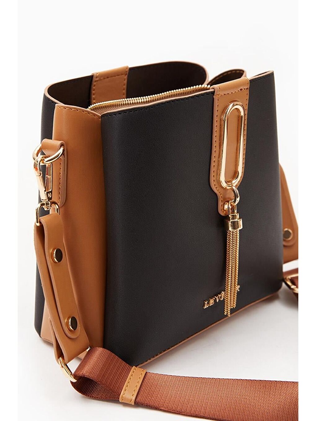 Siyah Camel Kadın El ve Omuz Çantası 930126-1