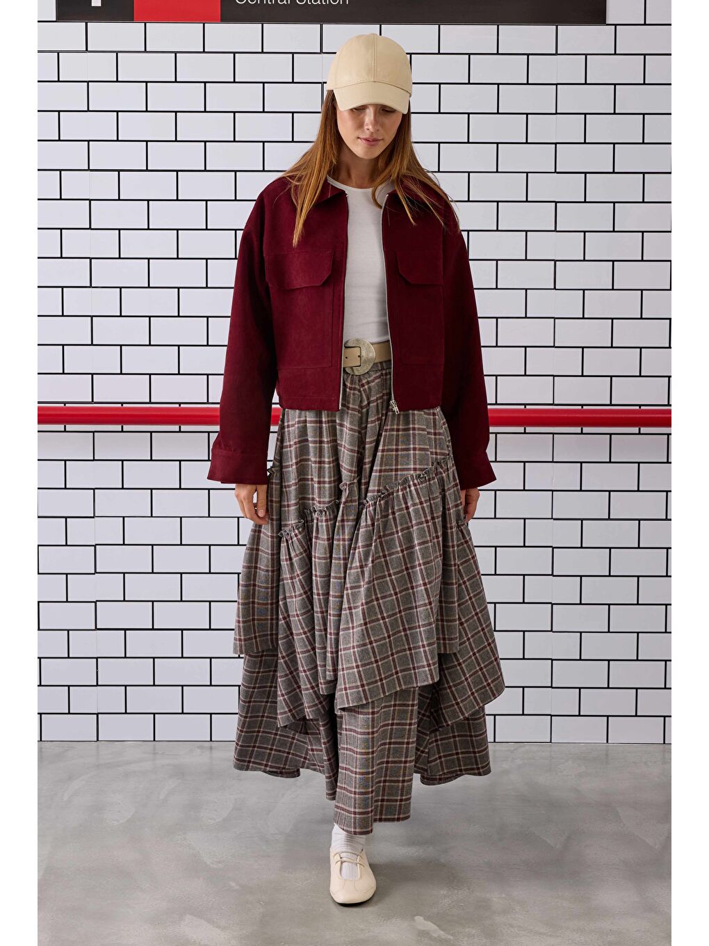 Kısa Süet Ceket Bordo-3