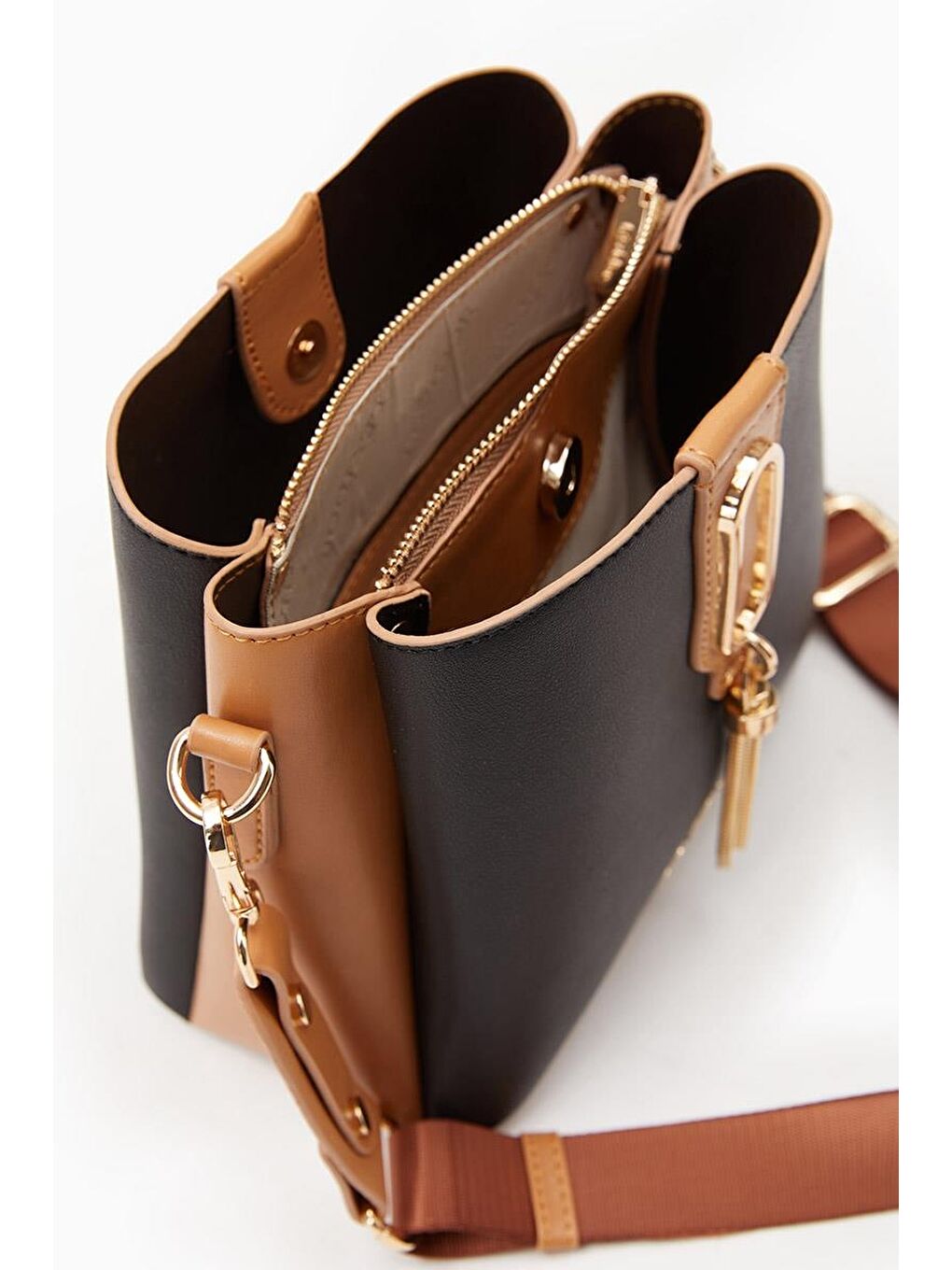 Siyah Camel Kadın El ve Omuz Çantası 930126-2