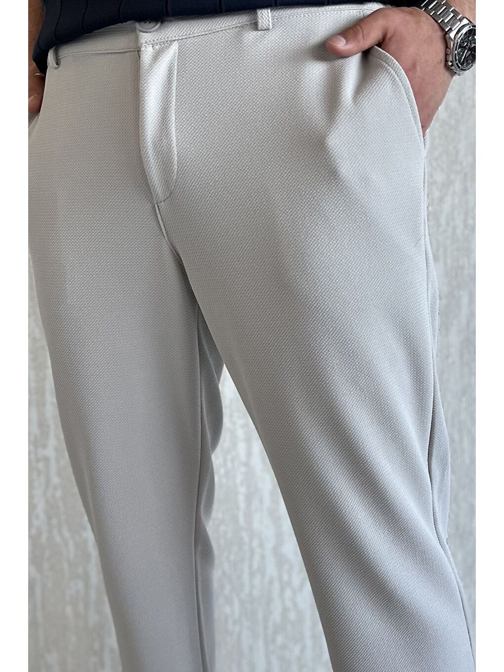 Gri Erkek Bel Lastikli Jogger Pantolon-3