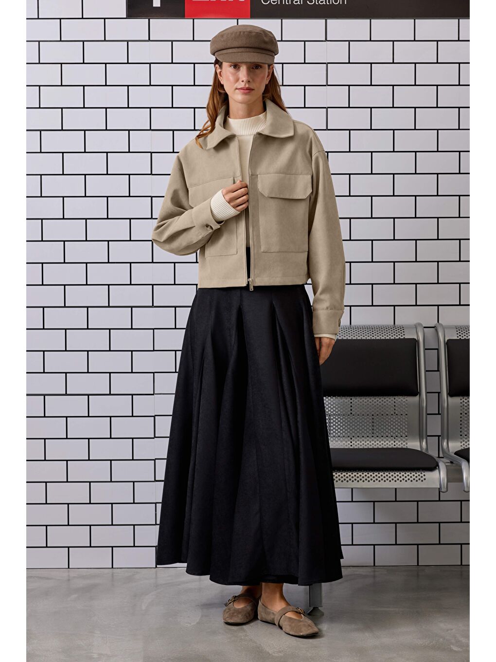 Kısa Süet Ceket Bej-2