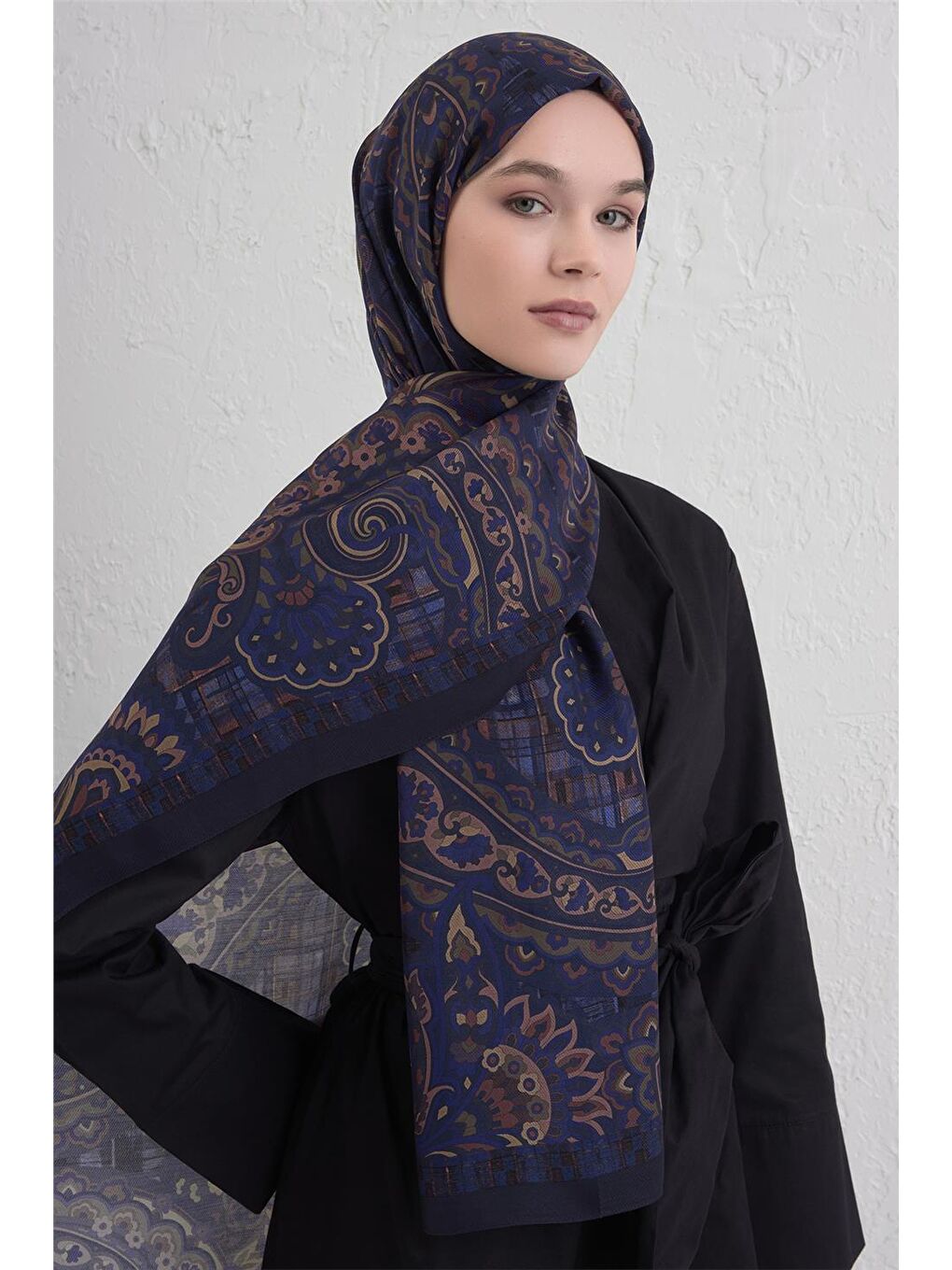 Lacivert Yün İpek Harmony Şal 327 53-1