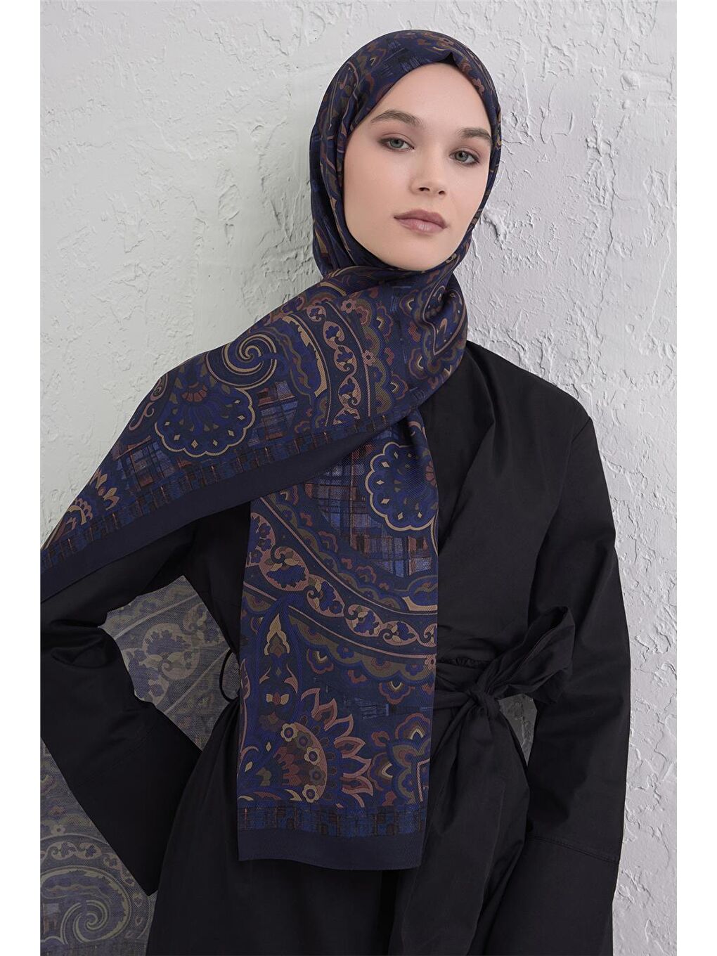 Lacivert Yün İpek Harmony Şal 327 53-2