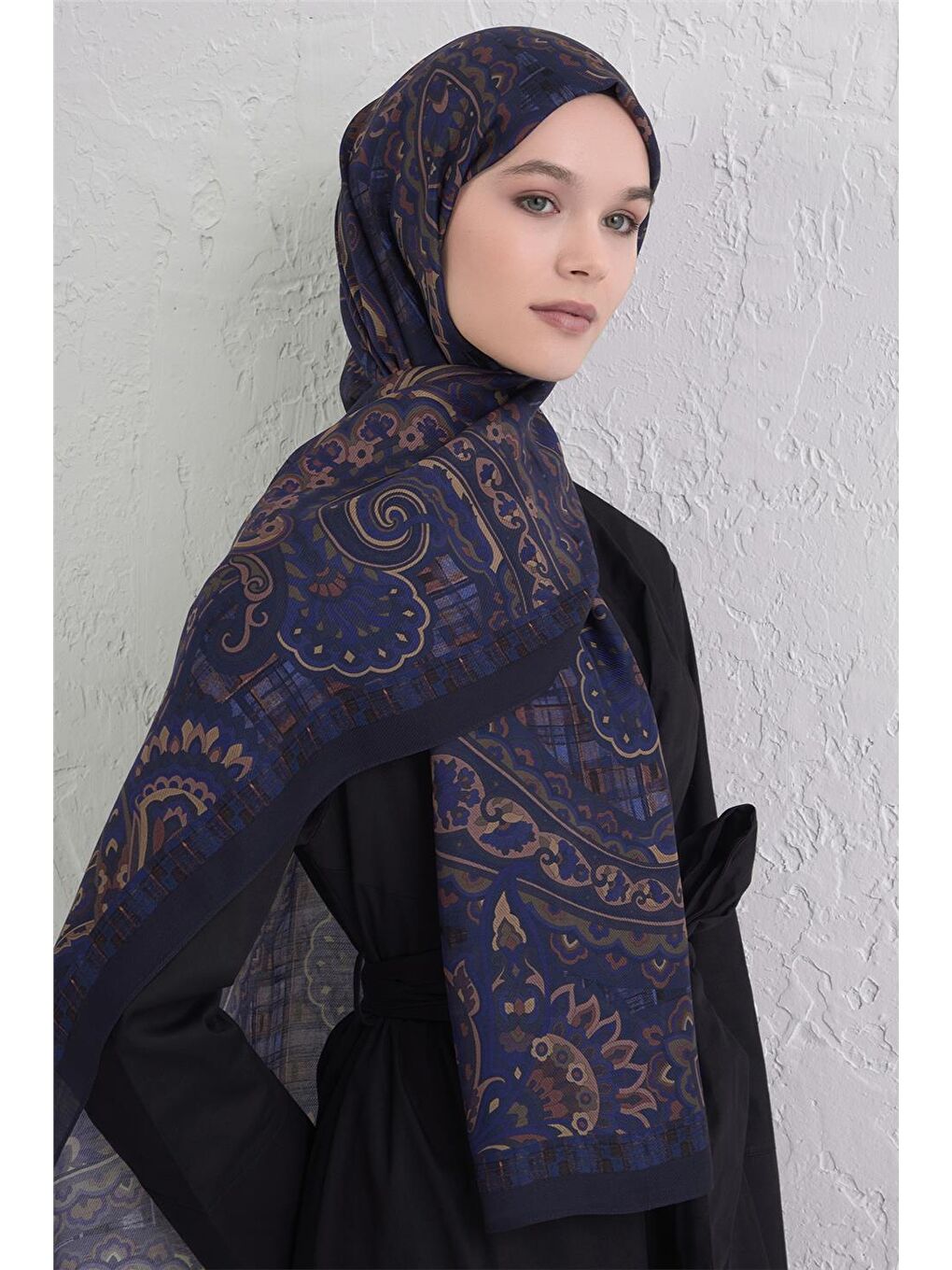 Lacivert Yün İpek Harmony Şal 327 53-3