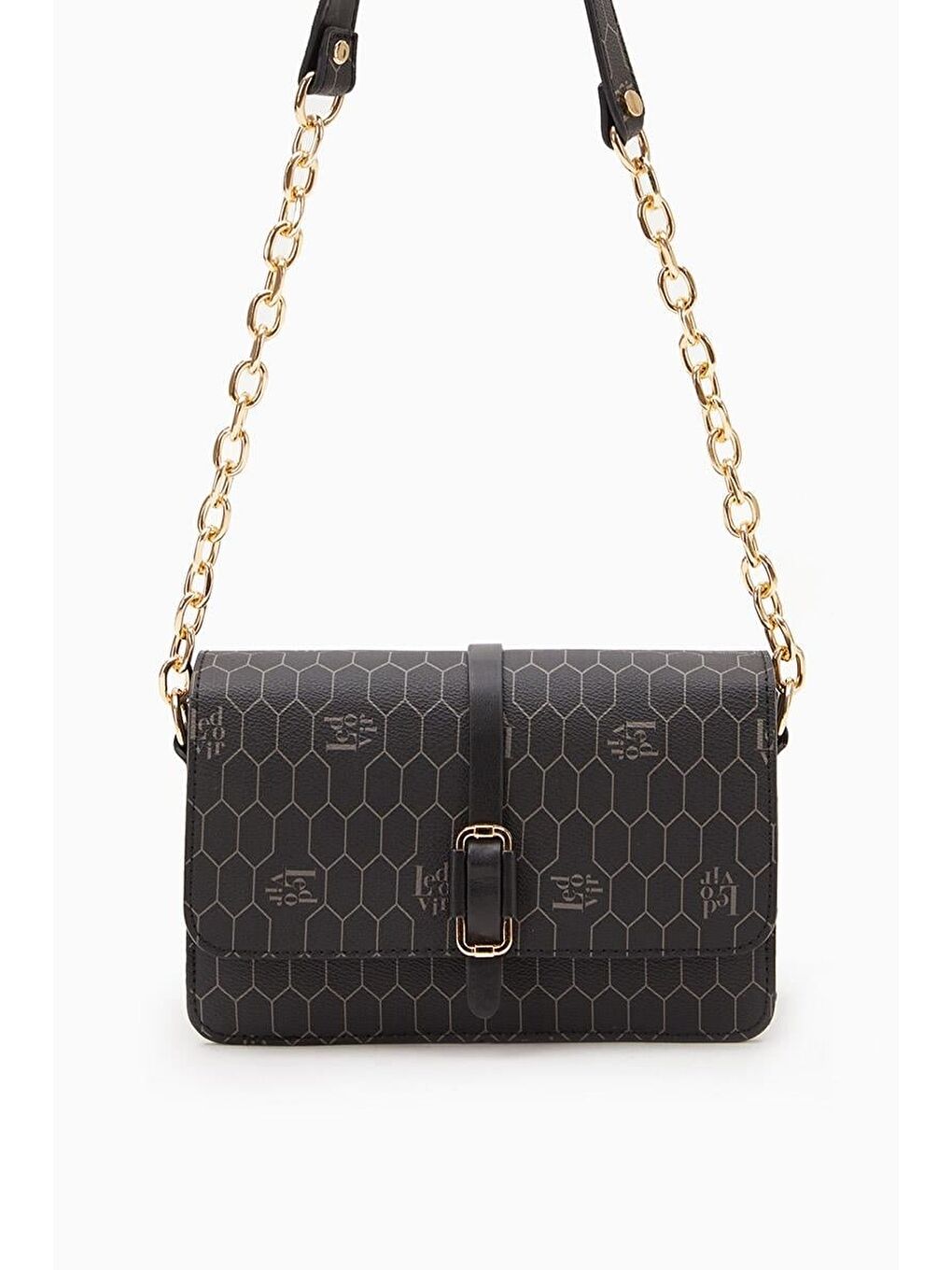 Siyah Petek Baskılı Omuz Çantası 930088