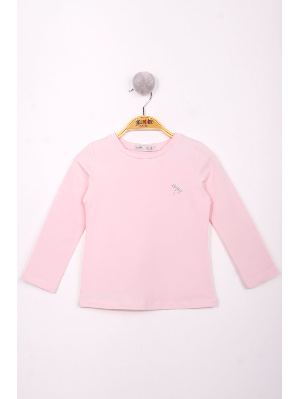 Pembe Kız Çocuk Göğsü Nakışlı T-Shirt