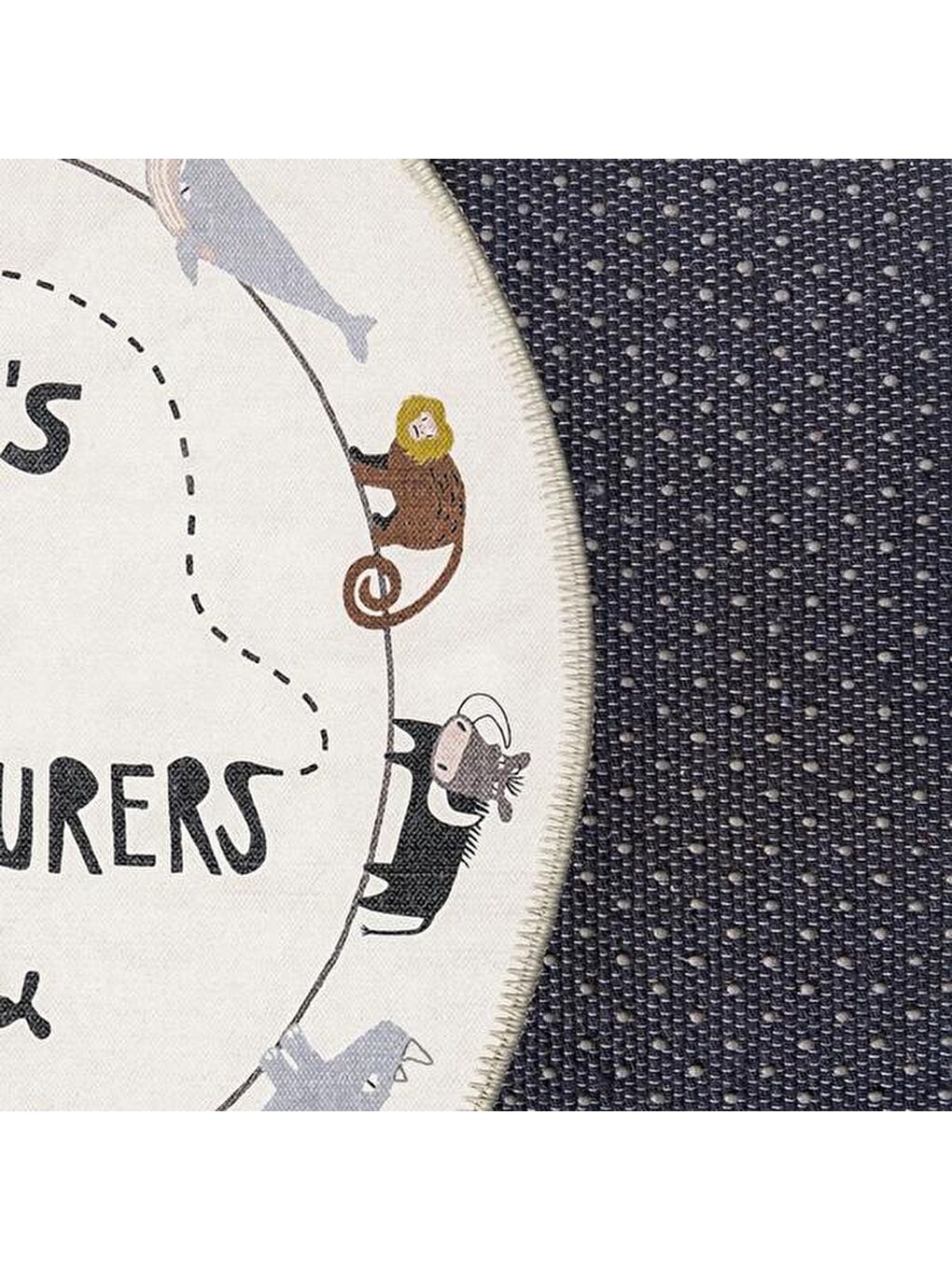 Ekru Hayvan Figürlü Çocuk Halısı - 110x110 cm-6