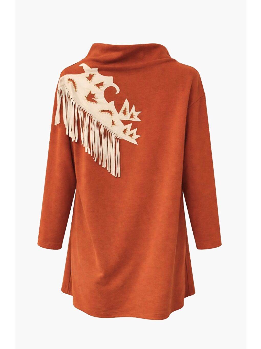 Kahverengi Püskül Troklu Scuba Kiremit Tunik-3