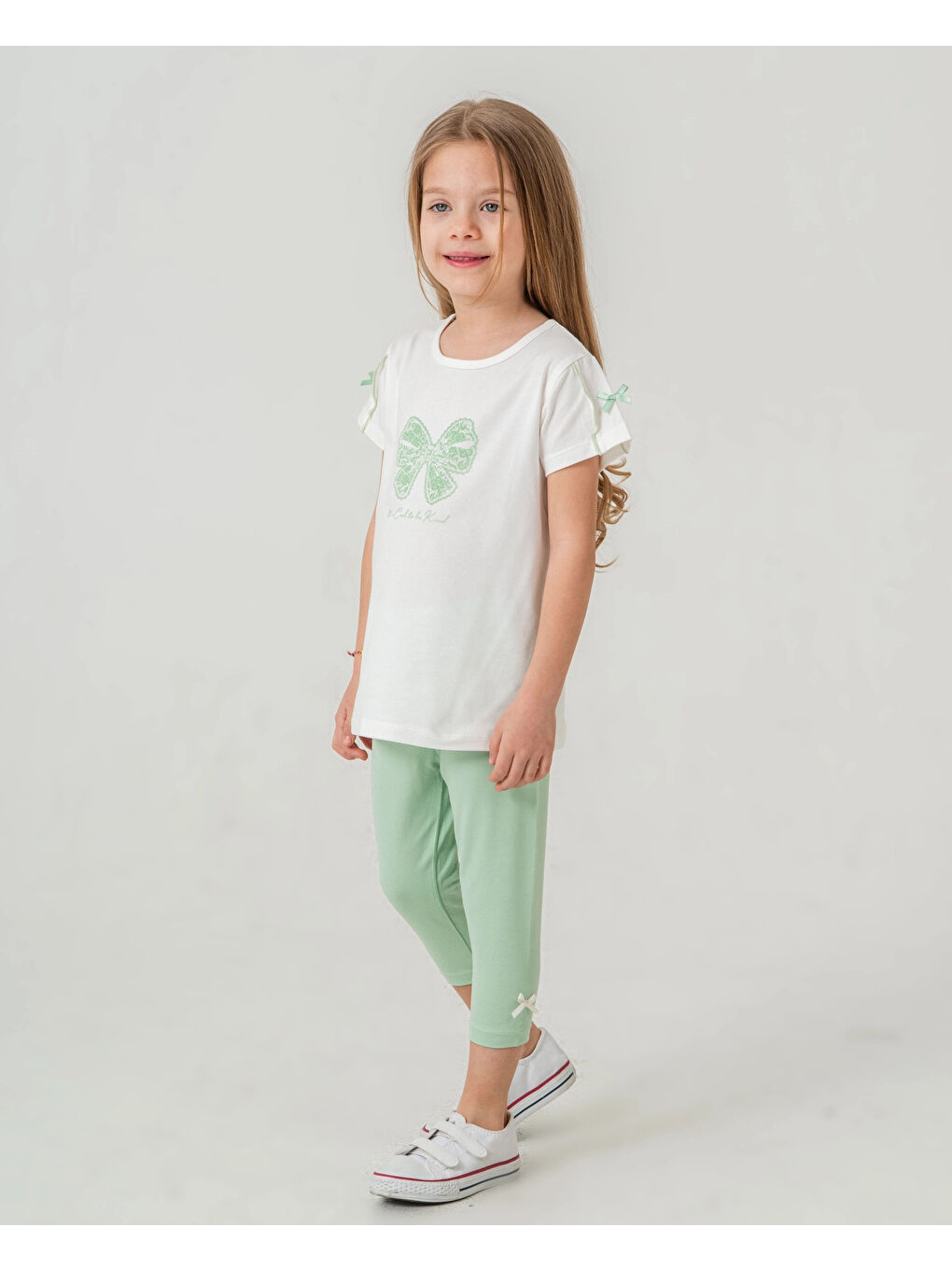 Ekru Fiyonk Baskılı Kız Çocuk Takım 50357