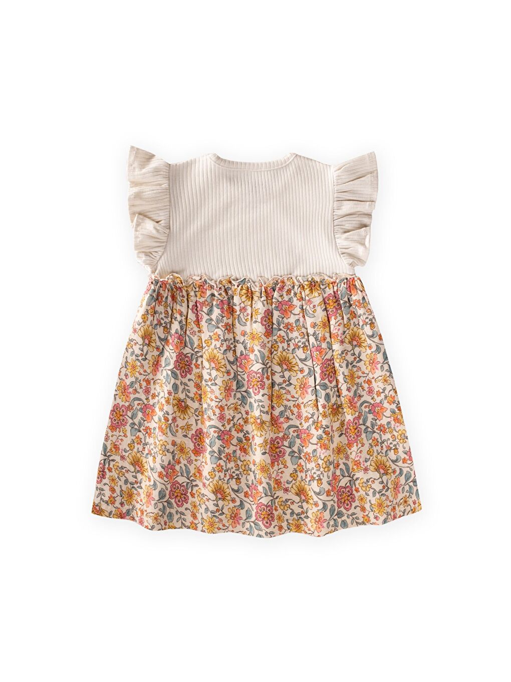 Müslin Garnili Elbise 1-8 Yaş Açık Bej-1