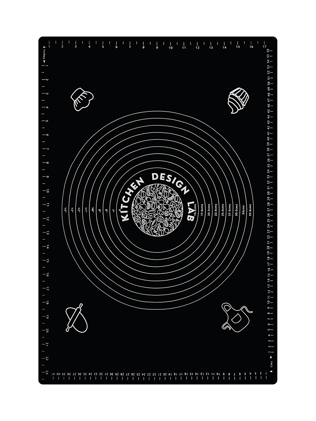 Gri Siyah Silikon Ölçülü  Hamur Açma Matı 45 cm x 65 cm Çelik Un Eleği ve Çelik Hamur Kesici-1